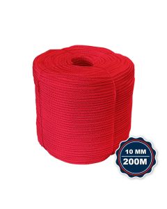 Corda Nautica Polipropileno Pp 10 Mm Proteção Uv Resistente Chuva Sol Fio Vermelho 200 Metros