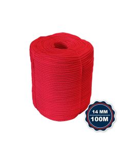 Corda Nautica Polipropileno Pp 14 Mm Proteção Uv Resistente Chuva Sol Fio Vermelho 100 Metros