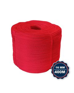 Corda Nautica Polipropileno Pp 16 Mm Proteção Uv Resistente Chuva Sol Fio Vermelho 400 Metros