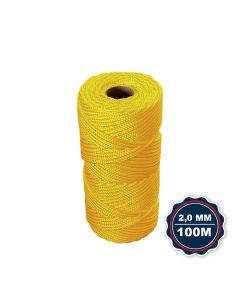 Corda Nautica Polipropileno Pp 2,0 Mm Proteção Uv Resistente Chuva Sol Fio Amarela 100 Metros