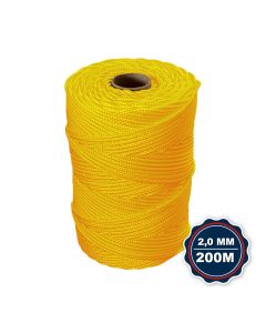Corda Nautica Polipropileno Pp 2,0 Mm Proteção Uv Resistente Chuva Sol Fio Amarela 200 Metros