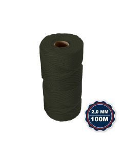 Corda Nautica Polipropileno Pp 2,0 Mm Proteção Uv Resistente Chuva Sol Fio Verde Militar 100 Metros