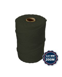 Corda Nautica Polipropileno Pp 2,0 Mm Proteção Uv Resistente Chuva Sol Fio Verde Militar 200 Metros