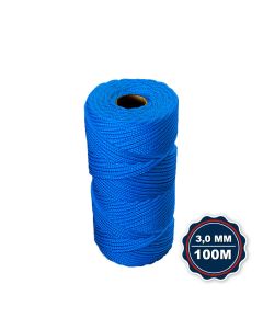 Corda Nautica Polipropileno Pp 3,0 Mm Proteção Uv Resistente Chuva Sol Fio Azul 100 Metros