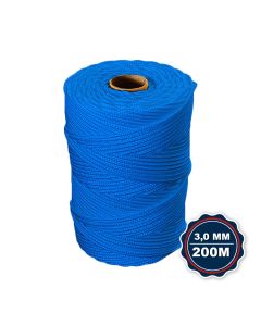 Corda Nautica Polipropileno Pp 3,0 Mm Proteção Uv Resistente Chuva Sol Fio Azul 200 Metros