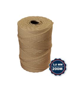 Corda Nautica Polipropileno Pp 3,0 Mm Proteção Uv Resistente Chuva Sol Fio Marrom 200 Metros