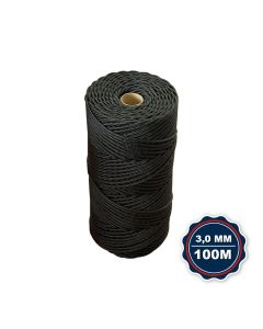 Corda Nautica Polipropileno Pp 3,0 Mm Proteção Uv Resistente Chuva Sol Fio Preto 100 Metros