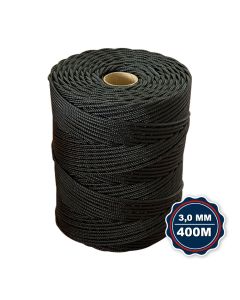 Corda Nautica Polipropileno Pp 3,0 Mm Proteção Uv Resistente Chuva Sol Fio Preto 400 Metros