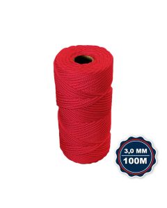 Corda Nautica Polipropileno Pp 3,0 Mm Proteção Uv Resistente Chuva Sol Fio Vermelho 100 Metros
