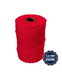 Corda Nautica Polipropileno Pp 3,0 Mm Proteção Uv Resistente Chuva Sol Fio Vermelho 200 Metros