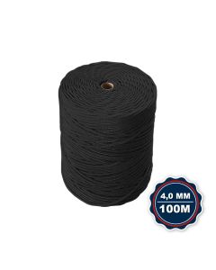 Corda Nautica Polipropileno Pp 4,0 Mm Proteção Uv Resistente Chuva Sol Fio Preto 100 Metros