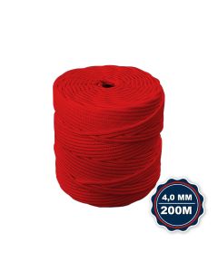 Corda Nautica Polipropileno Pp 4,0 Mm Proteção Uv Resistente Chuva Sol Fio Vermelho 200 Metros