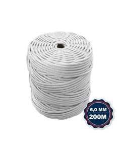 Corda Nautica Polipropileno Pp 6,0 Mm Proteção Uv Resistente Chuva Sol Fio Branca 200 Metros