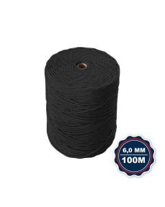 Corda Nautica Polipropileno Pp 6,0 Mm Proteção Uv Resistente Chuva Sol Fio Preto 100 Metros