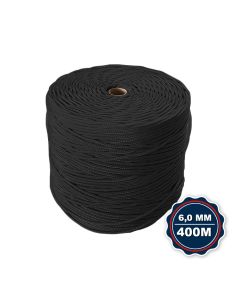 Corda Nautica Polipropileno Pp 6,0 Mm Proteção Uv Resistente Chuva Sol Fio Preto 400 Metros