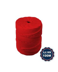 Corda Nautica Polipropileno Pp 6,0 Mm Proteção Uv Resistente Chuva Sol Fio Vermelho 100 Metros