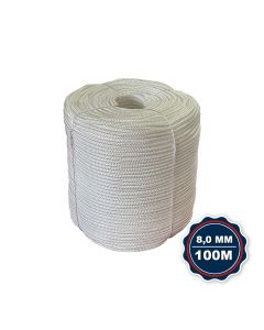 Corda Nautica Polipropileno Pp 8,0 Mm Proteção Uv Resistente Chuva Sol Fio Branca 100 Metros