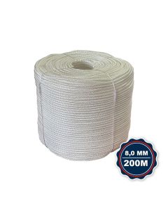 Corda Nautica Polipropileno Pp 8,0 Mm Proteção Uv Resistente Chuva Sol Fio Branca 200 Metros