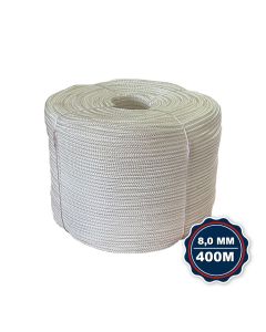 Corda Nautica Polipropileno Pp 8,0 Mm Proteção Uv Resistente Chuva Sol Fio Branca 400 Metros